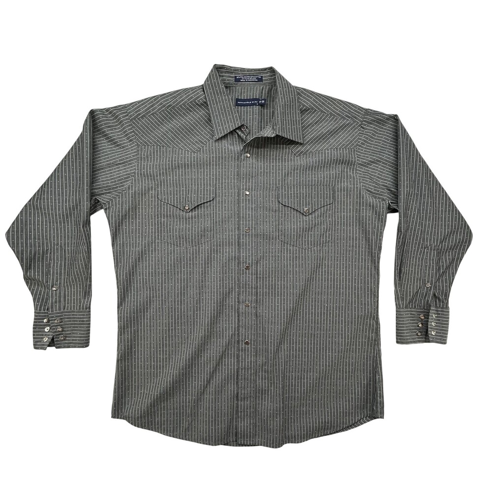 Panhandle Slim Shirt Mens 17-35 Western Pearl Snap Gray Striped Rodeo Cowboy